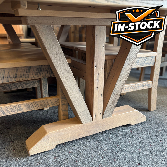 Amish Reclaimed Barnwood Vineyard Dining Set - In-Stock