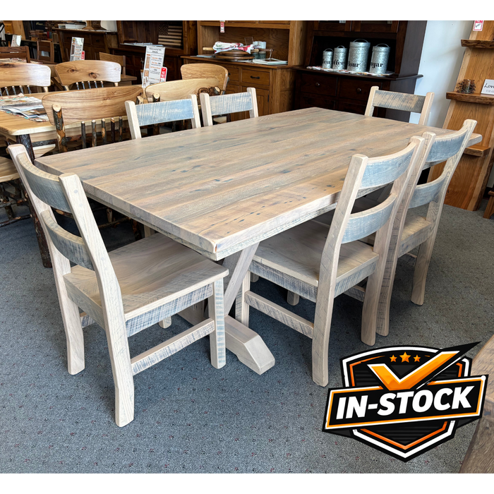 Amish Reclaimed Barnwood Vineyard Dining Set - In-Stock