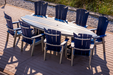 Amish 10' SurfAira Dining Table & OceanWavz Chairs Set
Amish Made Poly Dining Set
Patriot Blue on Light Gray