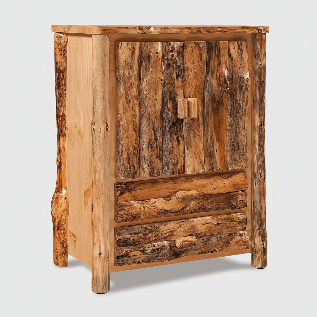 Amish 2-Drawer Armoire - Aspen Wood - Front View