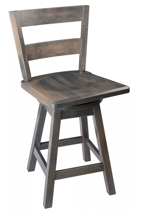 2-Slat Modern Bar Chair with Swivel Seat Brown Maple 119 Antique Slate Amish Made Front Facing