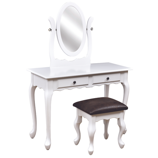 Amish 2 Drawer Queen Anne Vanity Dressing Vanities Heartland Fabric Standard & Faux Traditional