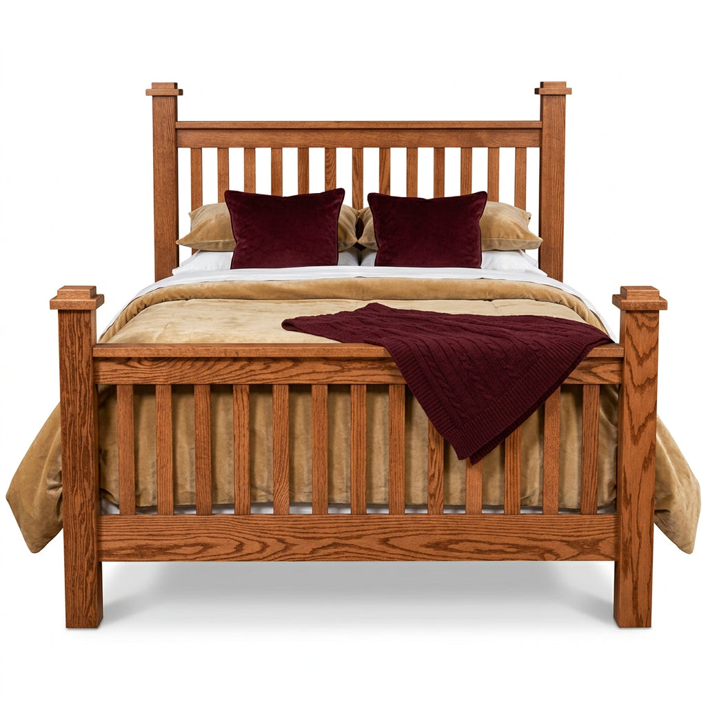 Amish 3.5" Thick Mission Post Slatted Bed