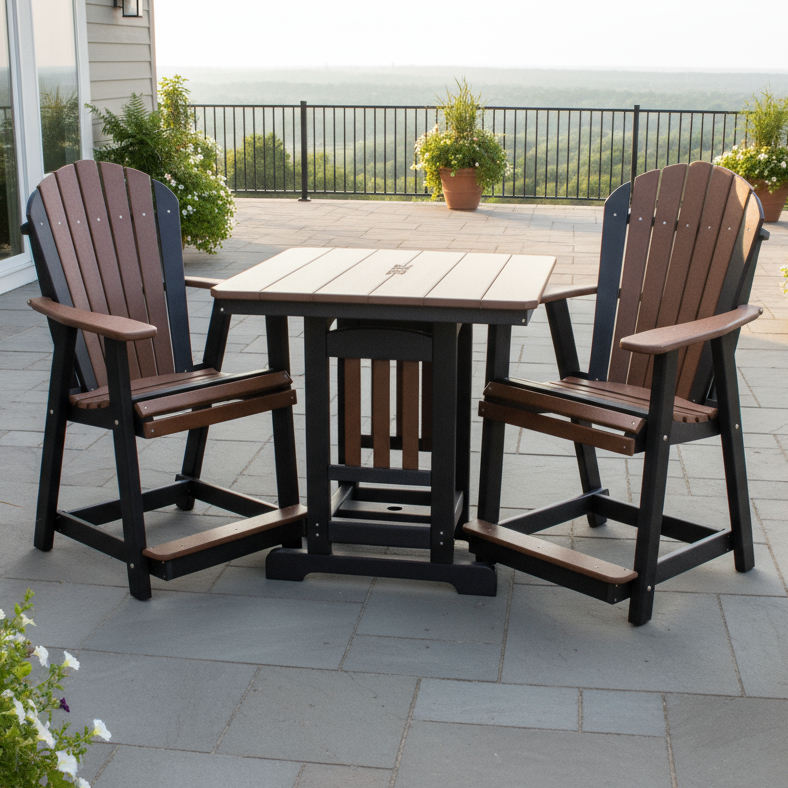 Amish 33" Square Table With 2 Fanback Chairs - Counter Height Table & Chair Sets Fanback