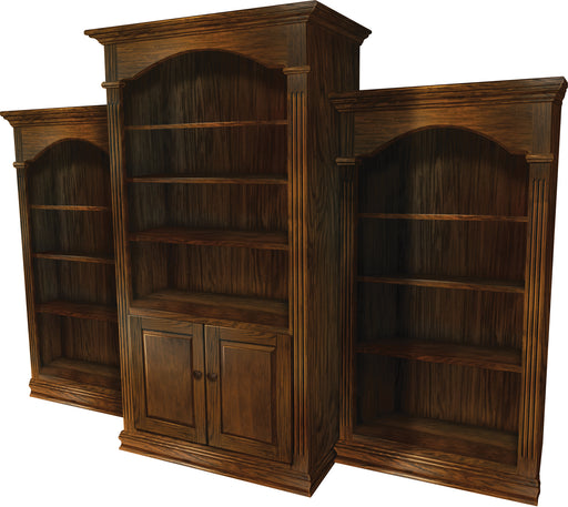 Amish 3 Piece Fluted Bookcase in Boston Stain Traditional Style on Brown Maple