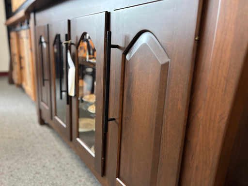 Amish 4-Door Galveston Buffet - Solid Cherry Amish Buffet - Arched Raised Panel Doors - Touch Hinge LED Lighting 1