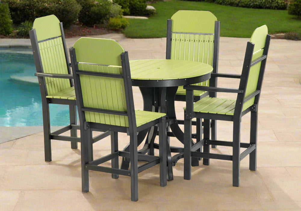Amish 44" Round Classic Mission Counter Height Dining Set Luxcraft Furniture Rabers Poly