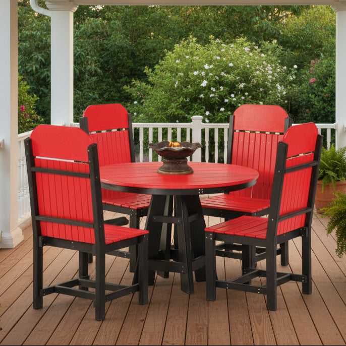 Amish 44" Round Mission Dining Set with Poly Mission Dining Chairs Rabers Poly Furniture