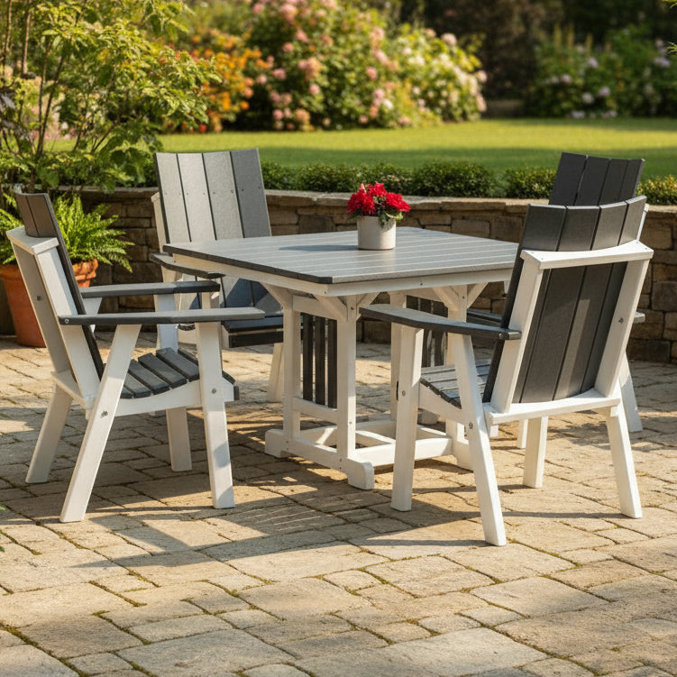 Amish 44" Square Table With 4 Contemporary Dining Chairs Table & Chair Sets Contemporary