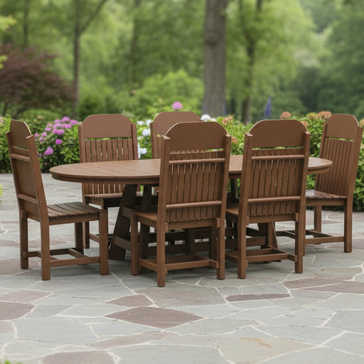 Amish 48" x 99" Oval Mission Dining Table with Poly Mission Side Chairs Luxcraft Furniture Rabers Poly