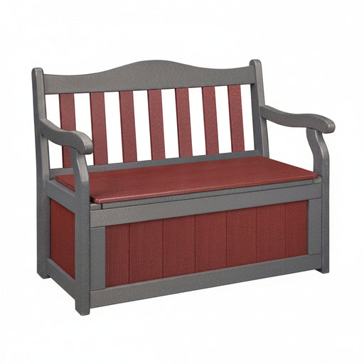 Amish 4' Garden Bench With Storage - Walnut Lane Poly - Amish Made 4' Garden Bench With Storage