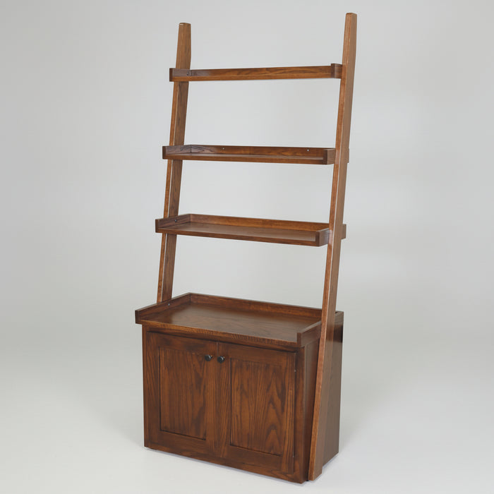 Amish 4 Tier Ladder Shelf with Cabinet - Sunrise VW Woodworking
