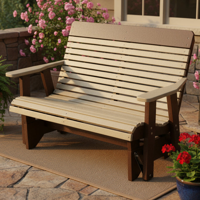 Amish 4 foot comfort back glider plain back poly outdoor furniture