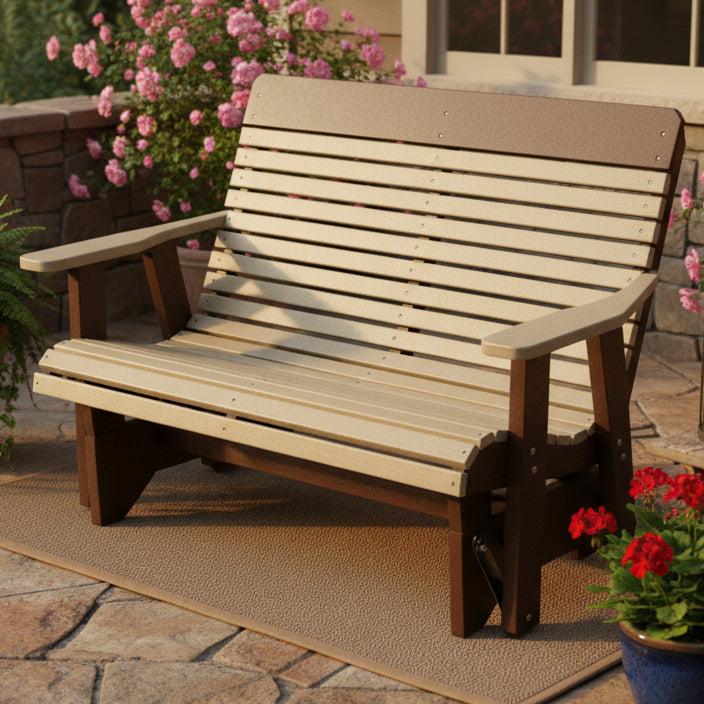 Amish 4 foot comfort back glider plain back poly outdoor furniture