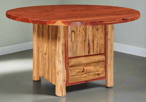 Amish 54" Round Log Island Kitchen Islands: 50-59" Log Furniture