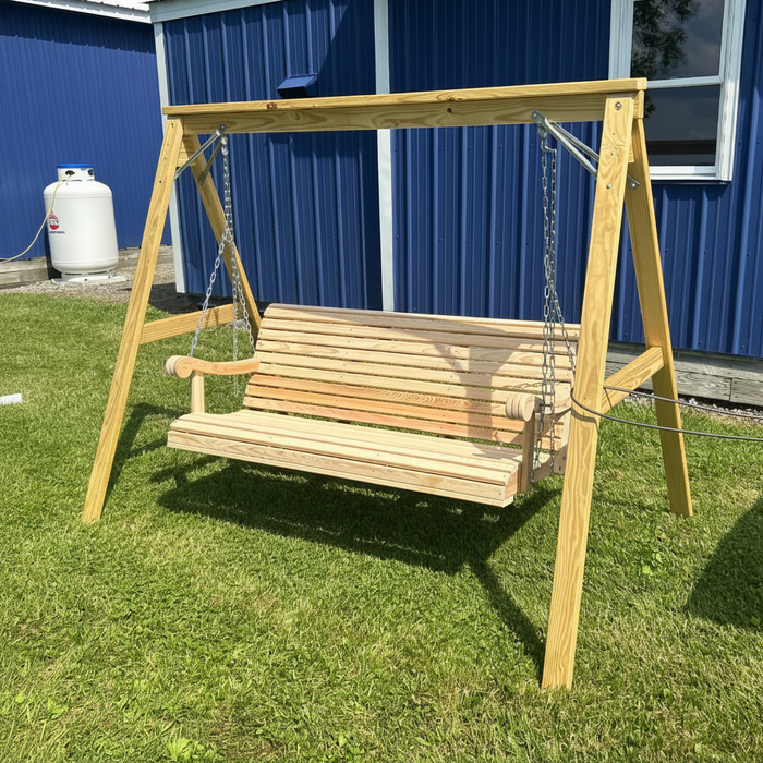 Amish 5' Cypress Grandpa Swing With A-Frame - In-Stock