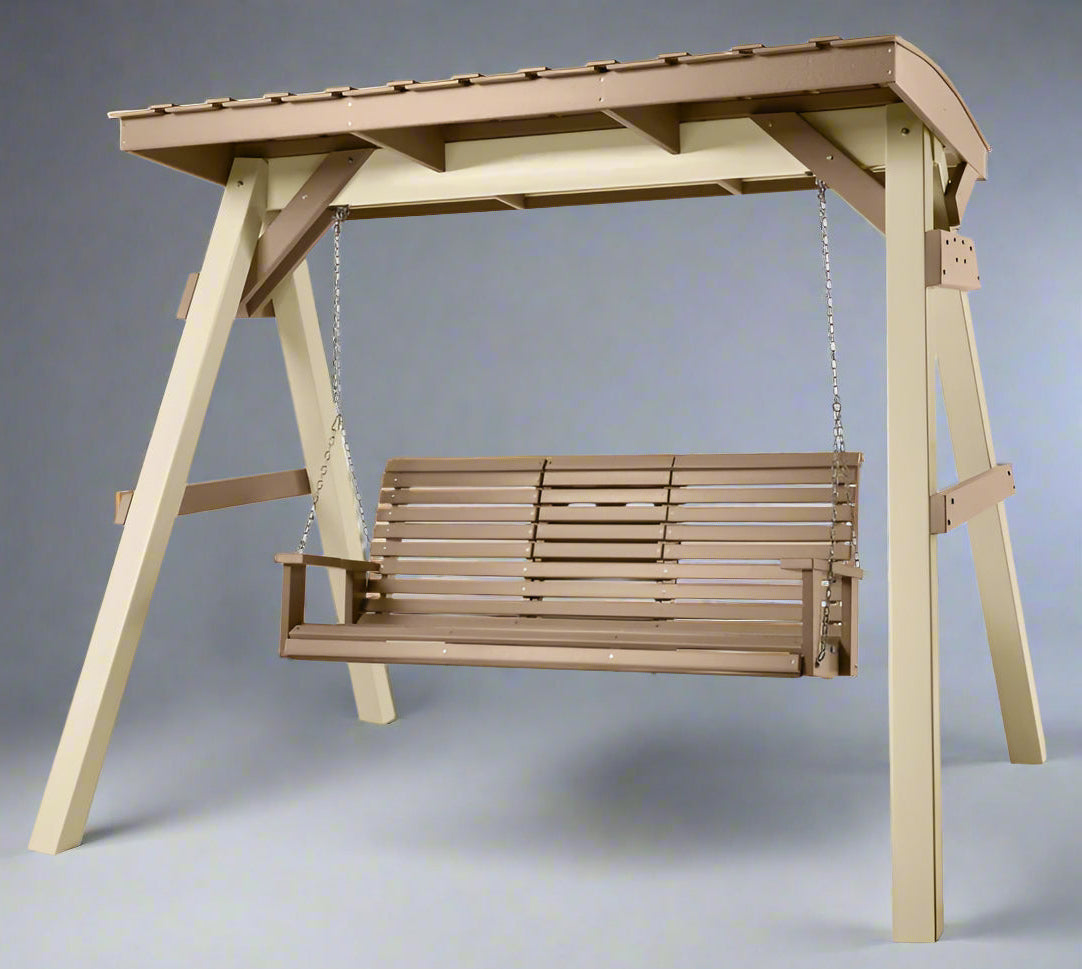 Amish 5' Rollback Swing with Vinyl A Frame and Roof