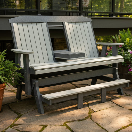 Amish gateway 5 foot counter height gateway glider with fold down cuphoklders