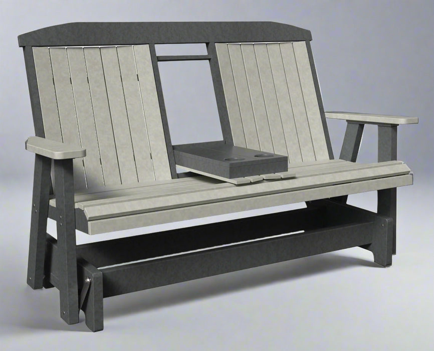 Amish 5 foot gateway glider with fold down cupholder poly outdoor furniture