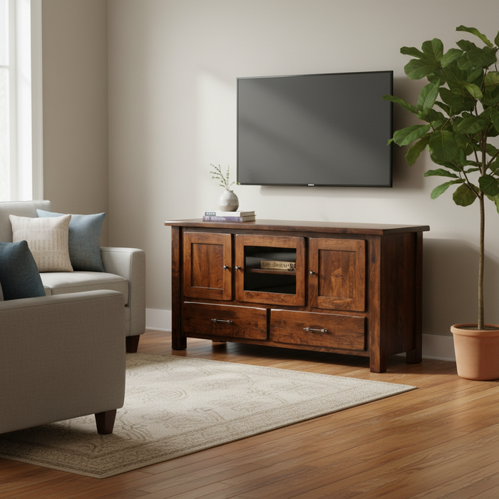 Quick Ship Amish Barn Floor TV Stand 60"