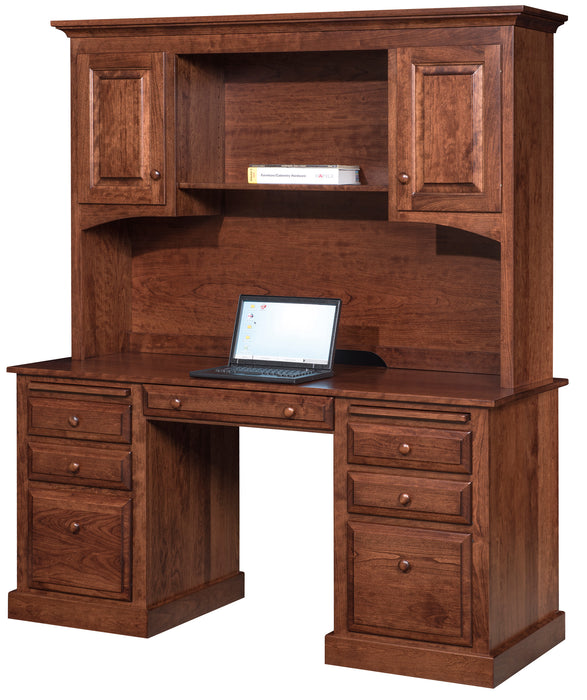 Amish 62" Traditional Double Pedestal Desk and Hutch