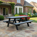 Amish 6' Picnic Table With Attached Benches
Made With HDPE Weather Resistant, Eco-Friendly Material
Rust Proof Stainless Steel Hardware
Maintenance Free!
Choose From 20+ Colors &amp; Color Combinations
 Dark Gray on Black