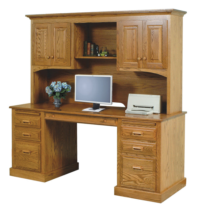 Amish 72" Traditional Double Pedestal Desk and Hutch