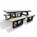 Amish 7' Walk-In Picnic Table - In-Stock - Weatherwood on Brown - Amish Poly Picnic Table