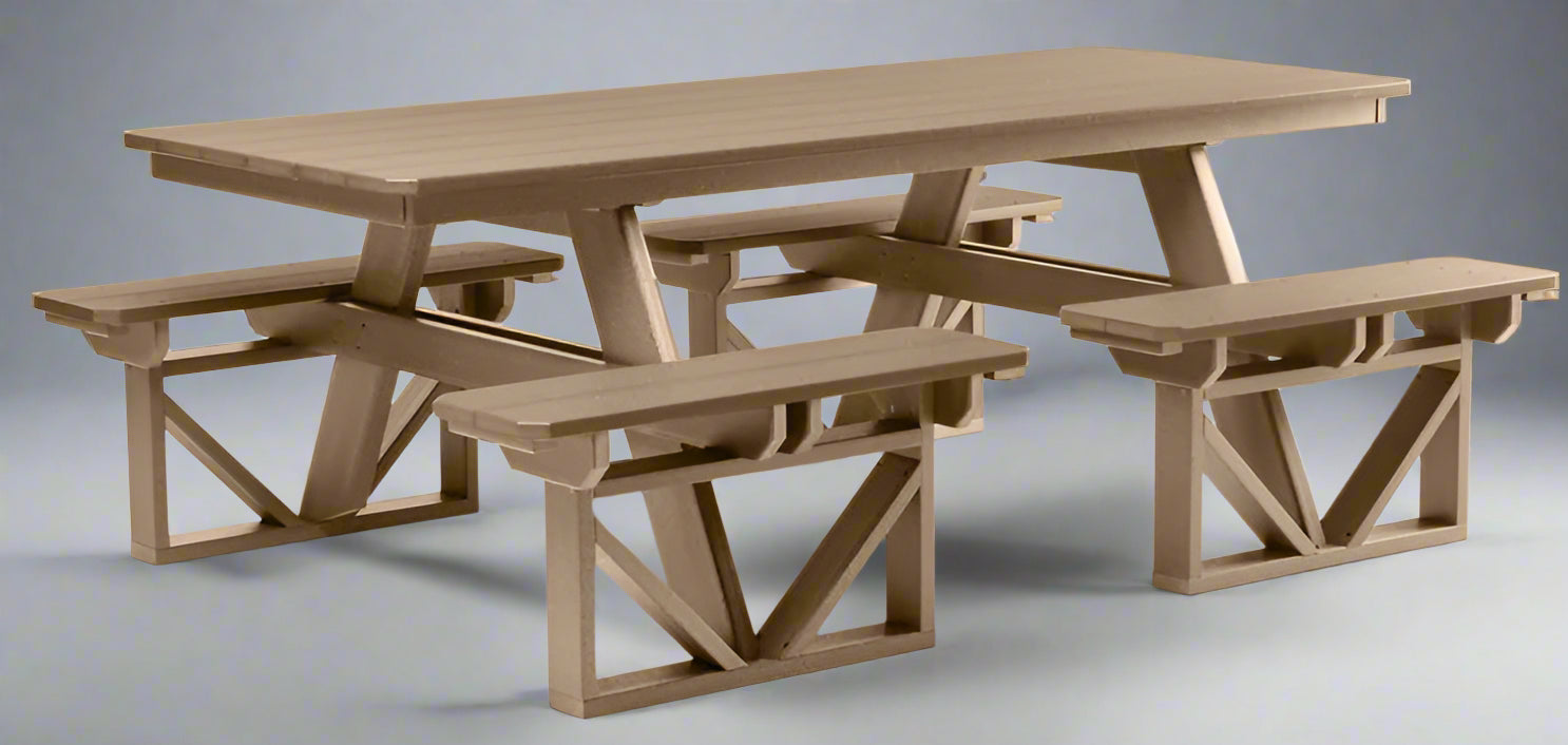 Levi Leisure 7' Walk In Picnic Table Amish Poly Walk-In Picnic Table Front Facing