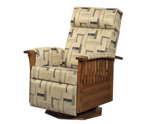 Amish 83 Mission Swivel Glider Recliner Wooden Octagon Base Glider Recliners Heartland Fabric Indoor Fabric Mission