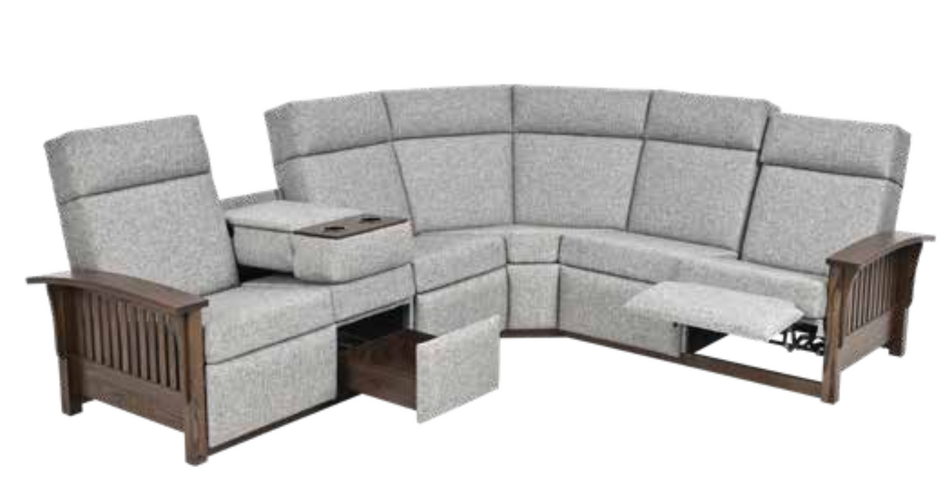 Amish 85 Mission Reclining Sectional Reclining Sectionals Heartland Fabric Indoor Fabric Mission