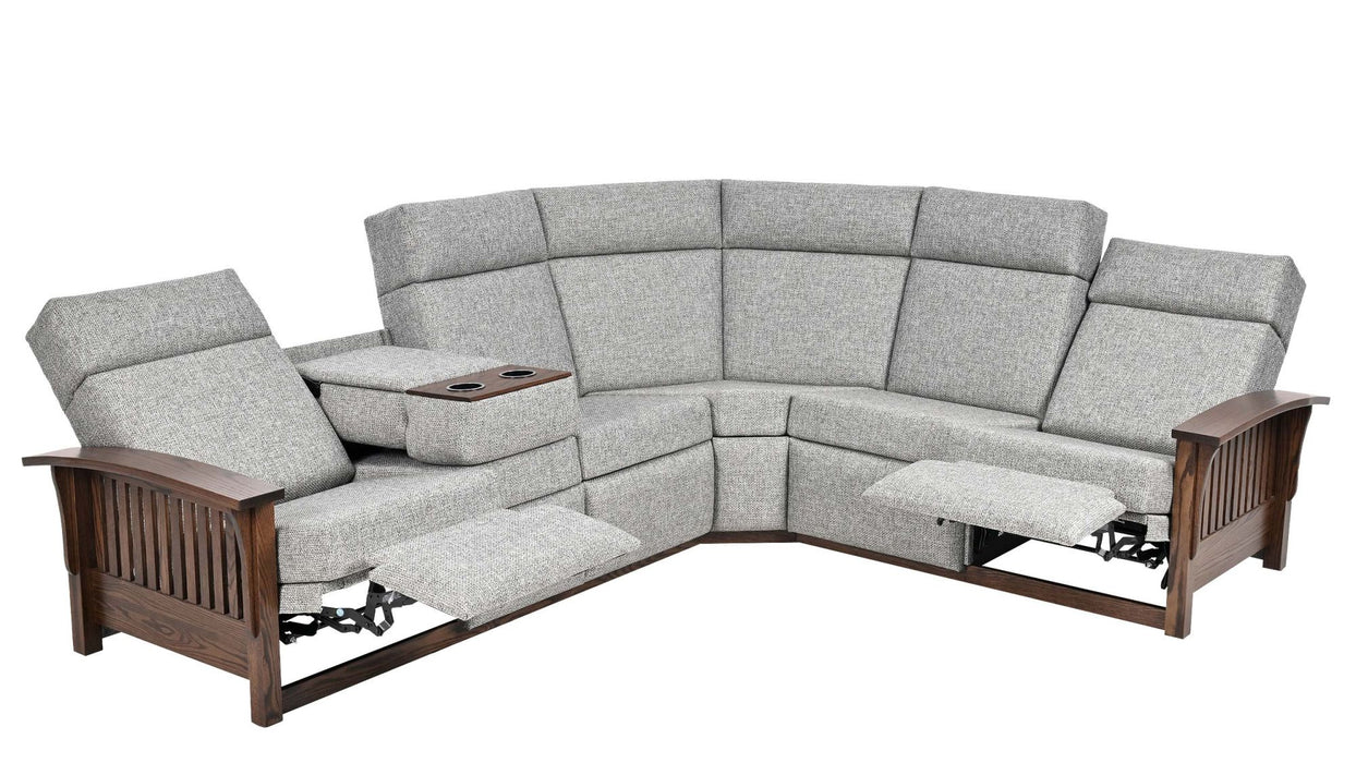 Amish 85 Mission Reclining Sectional Reclining Sectionals Heartland Fabric Indoor Fabric Mission