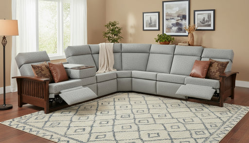 Amish 85 Mission Reclining Sectional Reclining Sectionals Heartland Fabric Indoor Fabric Mission