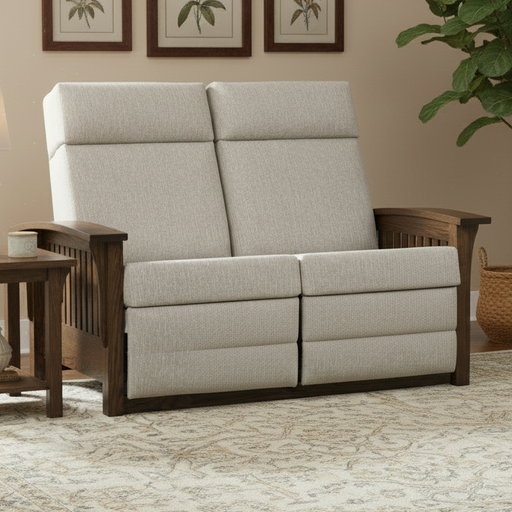 Amish 85 Mission Wallhugger Reclining Love Seat Reclining Love Seats Heartland Fabric Indoor Fabric Mission