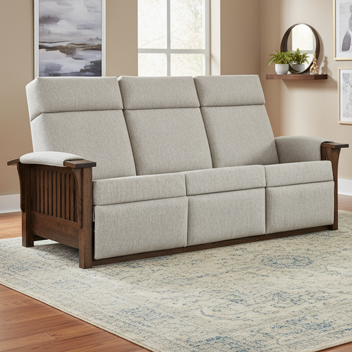 Amish 85 Mission Wallhugger Reclining Sofa Reclining Sofas Heartland Fabric Indoor Fabric Mission