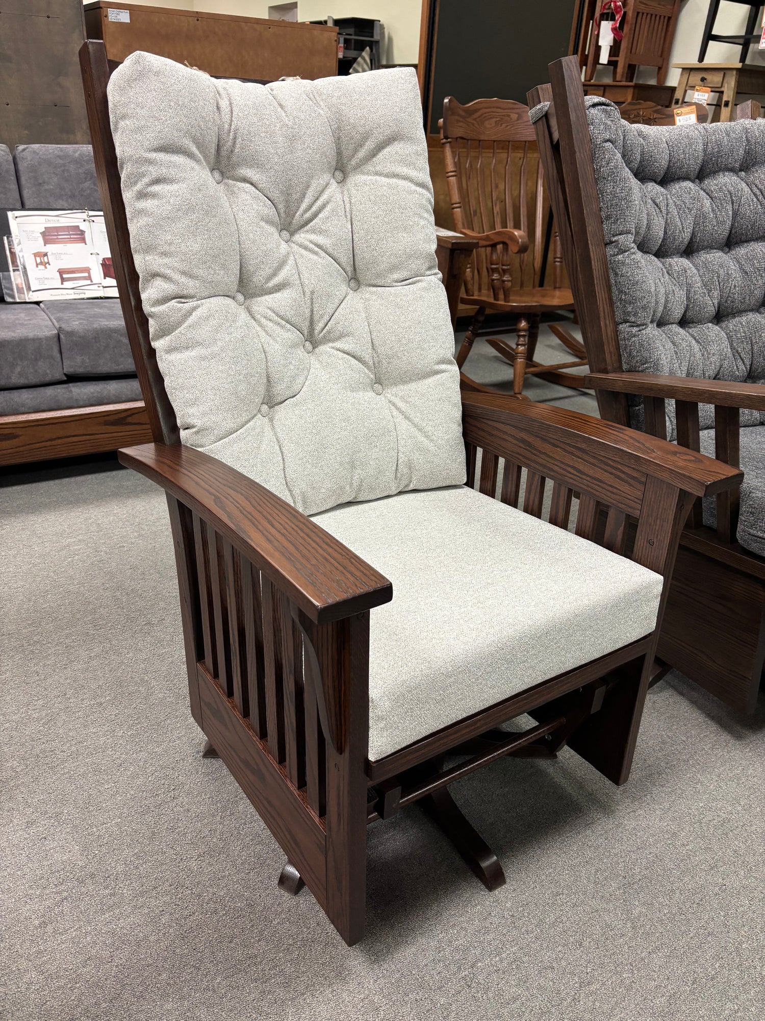 Amish 86-1 Deluxe Mission Swivel Glider - Solid Oak Amish Made Swivel Glider