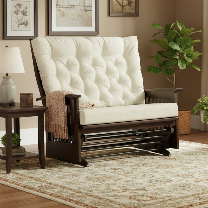 Amish 86 Deluxe Glider Love Seat Stationary Love Seats Heartland Fabric Indoor Fabric Mission
