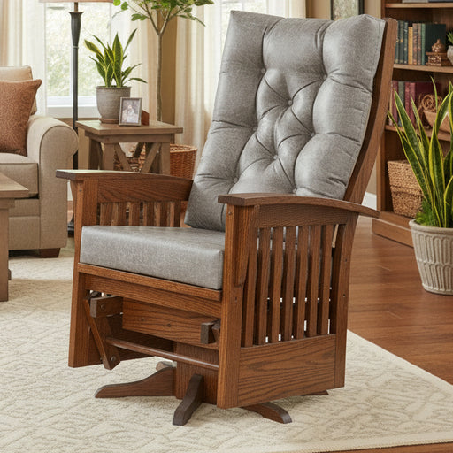 Amish 86 Deluxe Swivel Glider Solid Oak