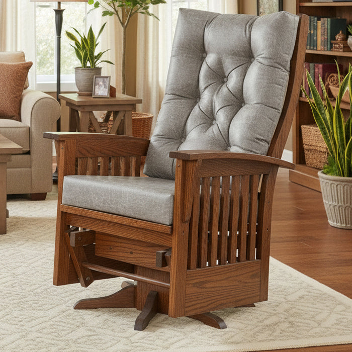 Amish 86 Deluxe Swivel Glider Solid Oak