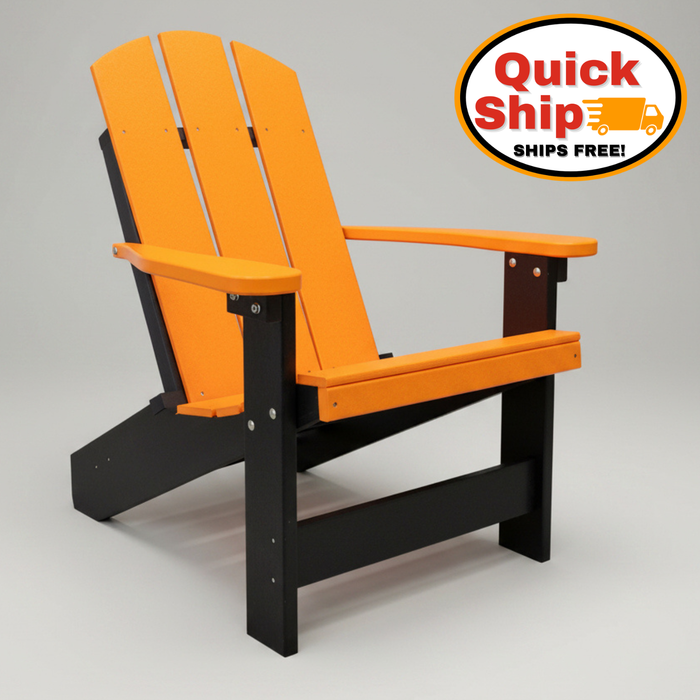 Amish Adirondack Fire Pit Chair Bright Orange on Black Color Free Shipping Quick Shipping Summertown Chair Hersheyway 