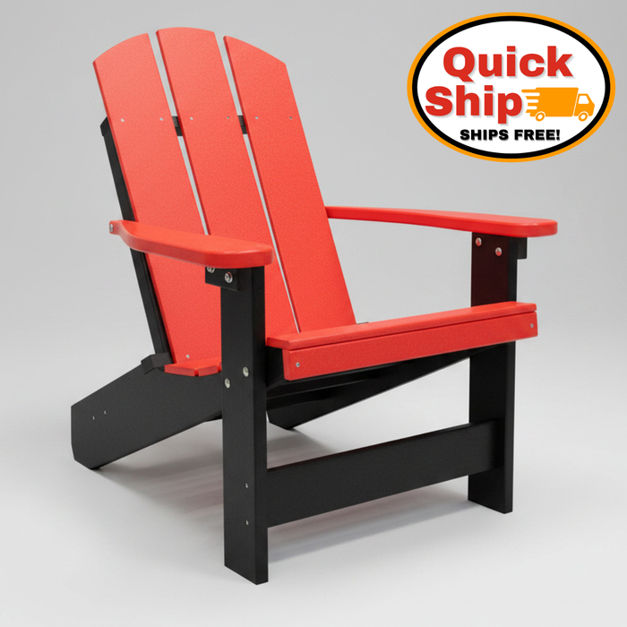 Amish Adirondack Fire Pit Chair Bright Red on Black Color Free Shipping Quick Shipping Summertown Chair Hersheyway 