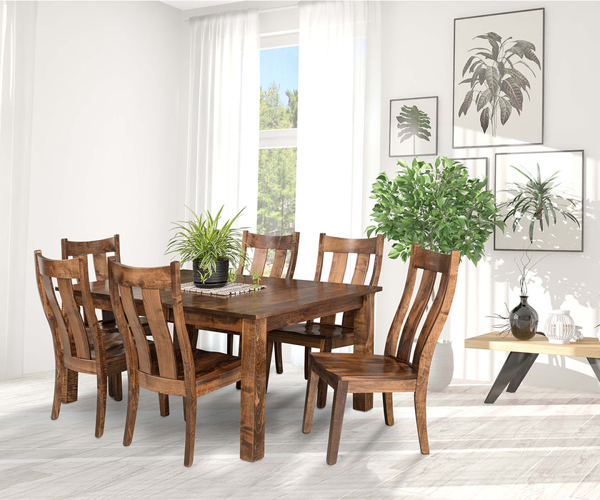 Amish Albany Dining Set - Solid Brown Maple - OCS-119 Cappuccino Stain