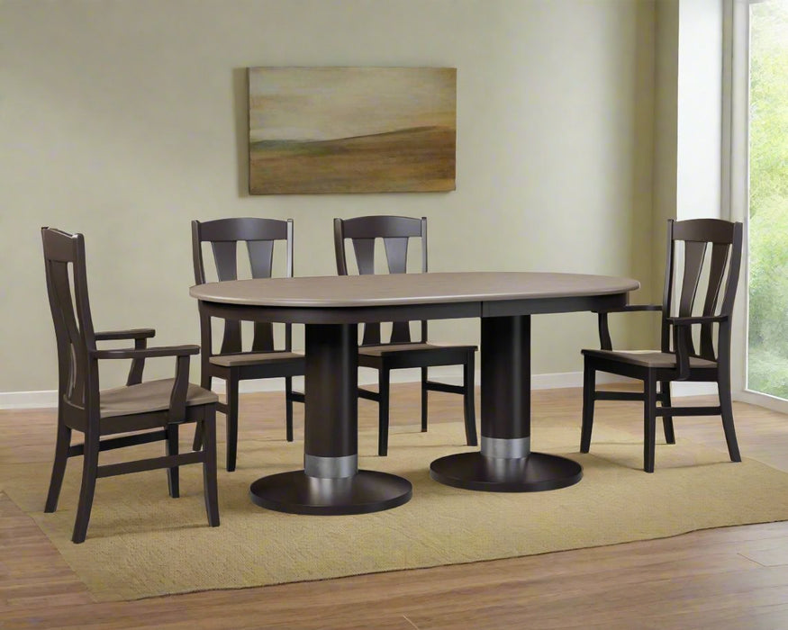 Amish Alcoe Round Double Pedestal Table Double Pedestal Dining Tables Modern