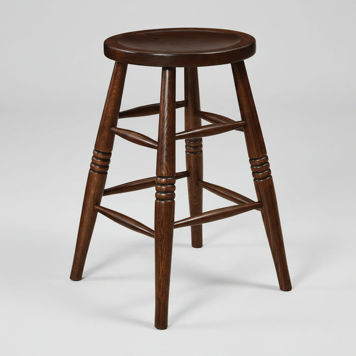 Amex Bar Stool Amish Made Solid Oak 228 Rich Tobacco Stain Front Facing