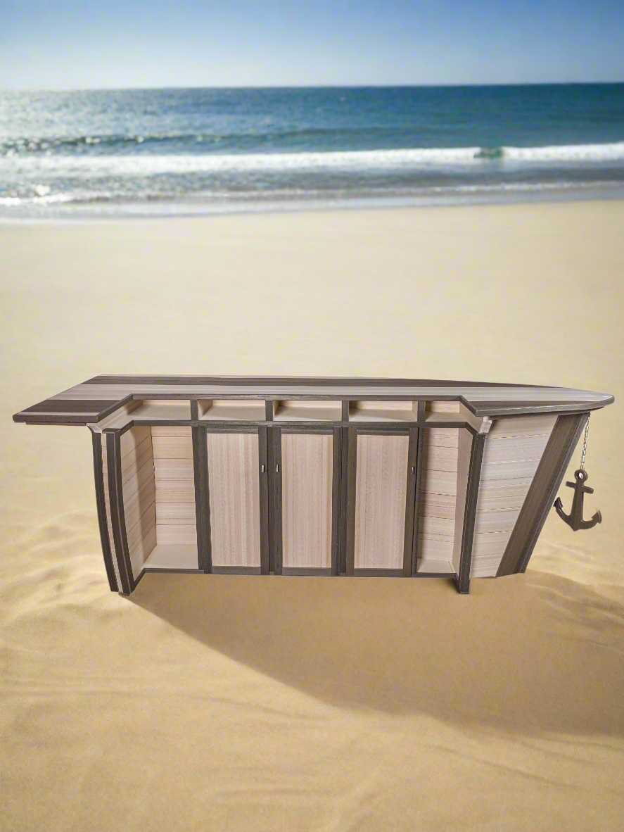 Amish Anchor Avenue Bar Table 118" (Boat)
Amish Made Poly Bar Table (Boat) 
Coastal Gray on Driftwood Gray