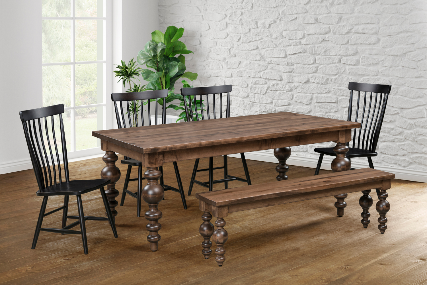 Amish Annabelle Leg Table - Sunrise Furniture - Twisted Leg Amish Table - Solid Brown Maple Amish Table 1