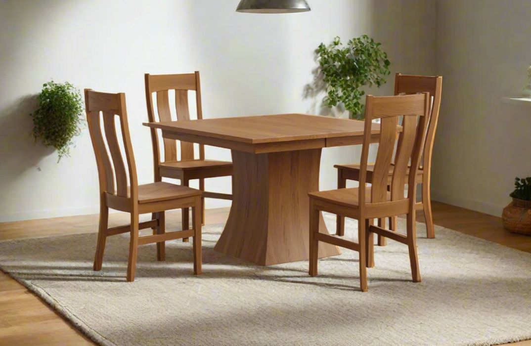 Amish Anover Twisted Base Dining Table - Amish Square Contemporary Modern Dining Table - Solid Oak Dining Table 1