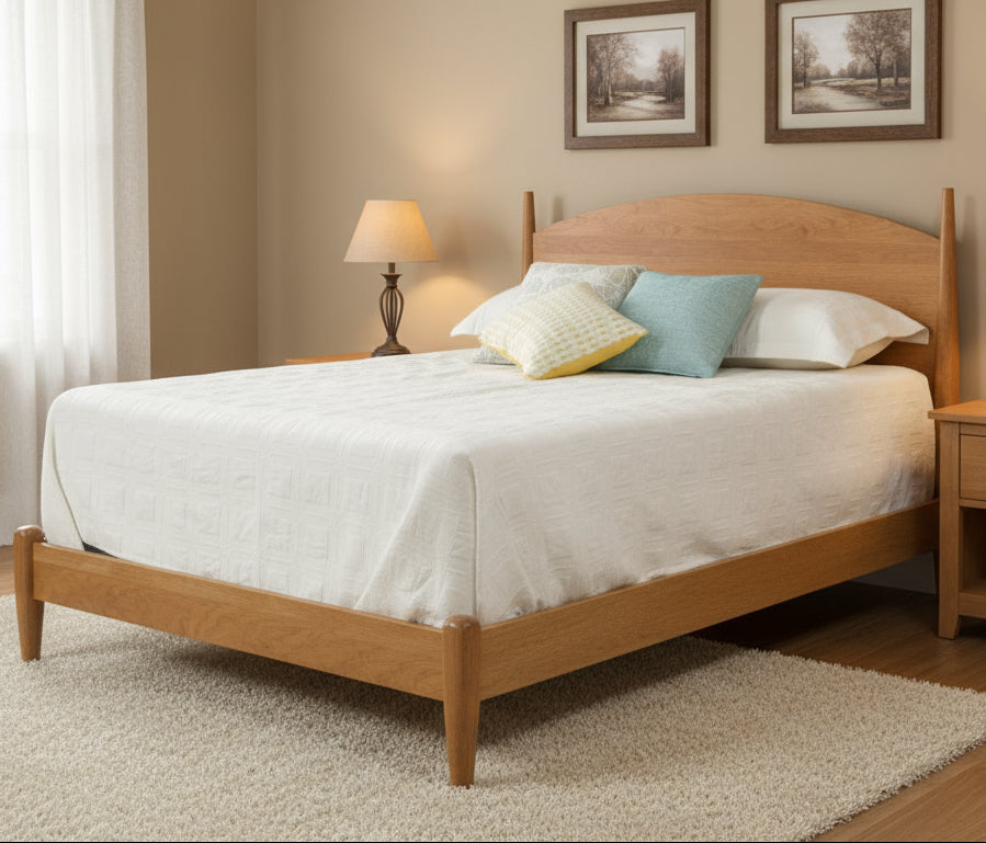 Amish Arched Kenton Bed on Sap Cherry Wood and Chestnut Wood