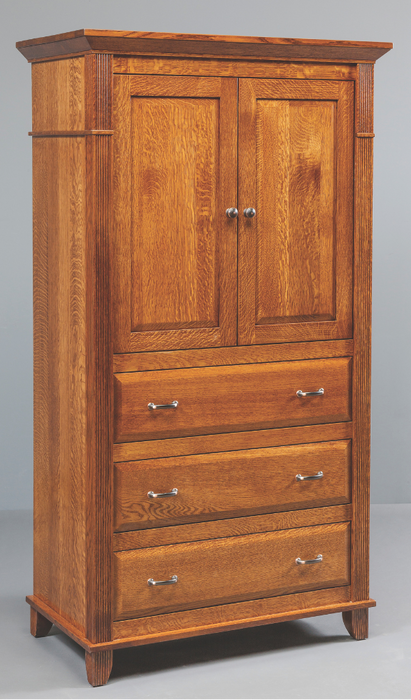 Amish Arlington Armoire in OCS-113 Michaels Stain on Quartersawn White oak