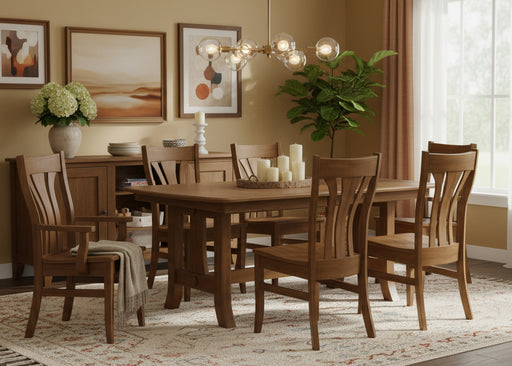 Amish Arlington Dining Set - Contemporary Dining - Solid Brown Maple - FC-42000 Almond Stain
